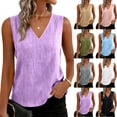 thumbnail image 1 of Resicozy Women Cotton Linen Tank Tops V Neck Loose Causal Sleeveless Summer Shirts Shirts Camisole 2026 Earthy Yellow S, 1 of 5