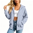 thumbnail image 1 of Resicozy Women Oversized Full Zip Hoodie Long Sleeve Sweatshirts Drawstring Pocket Loose Fall Zip Up Hooded Jacket Light Gray S, 1 of 8