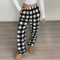 thumbnail image 1 of Resicozy Women Plaid Pajama Pants Flannel Elastic Waist Wide Leg Pants Bottoms Lounge Fluffy Pants Black 2XL, 1 of 5