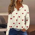 thumbnail image 1 of Resicozy Women Valentines Shirts Henley Neck Long Sleeve Casual Heart Printed Fashion T Shirt 2026 Beige 2XL, 1 of 4