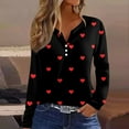 thumbnail image 1 of Resicozy Women Valentines Shirts Henley Neck Long Sleeve Casual Heart Printed Fashion T Shirt 2026 Wine L, 1 of 4