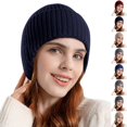 thumbnail image 1 of Resicozy Women Warm Baseball Beanie Hat with Earflap Winter Knitted Caps Thicken Plush Lined Skull Ski Hat Navy, 1 of 5