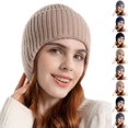 thumbnail image 1 of Resicozy Women Warm Baseball Beanie Hat with Earflap Winter Knitted Caps Thicken Plush Lined Skull Ski Hat Pink, 1 of 6