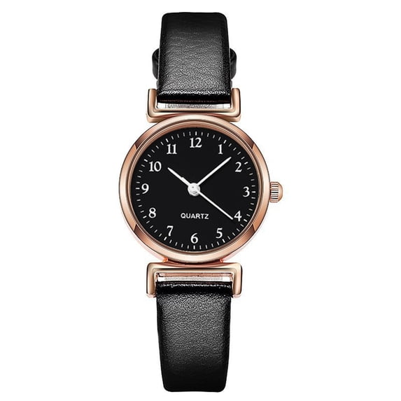 Resicozy Women Watches Dress Round Dial Quartz Date Classic Leather Strap Female Wrist Watch Black Black