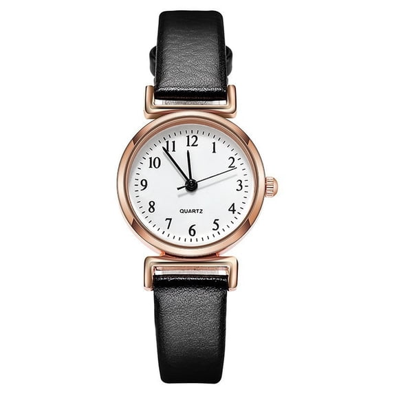 Resicozy Women Watches Dress Round Dial Quartz Date Classic Leather Strap Female Wrist Watch Black White