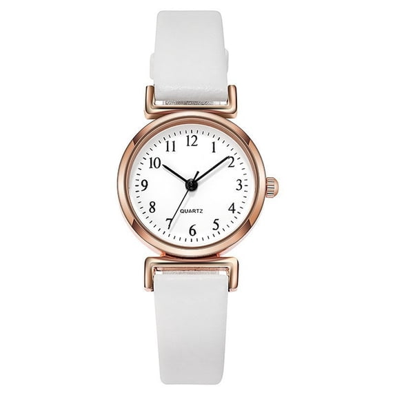 Resicozy Women Watches Dress Round Dial Quartz Date Classic Leather Strap Female Wrist Watch White