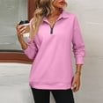 thumbnail image 1 of Resicozy Women's 1/4 Zip Quilted Sweatshirts Crew Neck Long Sleeve Pullover Tops Solid Casual Fashion Fall Tops Pink L, 1 of 5