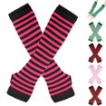 thumbnail image 1 of Resicozy Women's Arm Warmers Gloves Striped, Fit for casual, party, school and sports Long Fingerless Gloves for Women, Thumbhole Gloves Hot Pink, 1 of 3