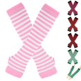 thumbnail image 1 of Resicozy Women's Arm Warmers Gloves Striped, Fit for casual, party, school and sports Long Fingerless Gloves for Women, Thumbhole Gloves Pink, 1 of 3