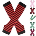 thumbnail image 1 of Resicozy Women's Arm Warmers Gloves Striped, Fit for casual, party, school and sports Long Fingerless Gloves for Women, Thumbhole Gloves Red, 1 of 3