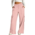 thumbnail image 1 of Resicozy Women's Cargo Sweatpants High Waisted Wide Leg Pants Athletic Casual Baggy Sweat Drawstring Pants with Pockets Pink XL, 1 of 4