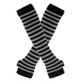 thumbnail image 1 of Resicozy Women's Fingerless Gloves Striped Elbow Length Knitted Arm Warmers Long Knitted Fingerless Gloves Thumbhole Stretch Arm Warmers Gray, 1 of 2