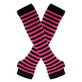 thumbnail image 1 of Resicozy Women's Fingerless Gloves Striped Elbow Length Knitted Arm Warmers Long Knitted Fingerless Gloves Thumbhole Stretch Arm Warmers Hot Pink, 1 of 3