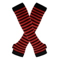 thumbnail image 1 of Resicozy Women's Fingerless Gloves Striped Elbow Length Knitted Arm Warmers Long Knitted Fingerless Gloves Thumbhole Stretch Arm Warmers Red, 1 of 2
