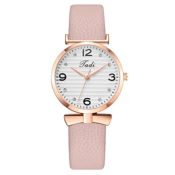 Resicozy Women's Leather Strap Watches Round Dial Classic Business Casual Ladies Wrist Watch Pink
