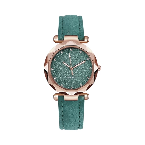 Resicozy Women's Leather Watches Quartz Classic Leather Strap Wrist Watches Water Resistance and Lightweight Watches Green