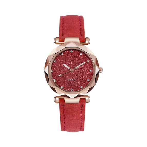 Resicozy Women's Leather Watches Quartz Classic Leather Strap Wrist Watches Water Resistance and Lightweight Watches Red