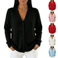 thumbnail image 1 of Resicozy Women's Long Sleeve Cardigan Sweaters Button Up V Neck Knit Tops Lightweight Oversized Business Pullover Black XL, 1 of 5