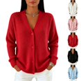 thumbnail image 1 of Resicozy Women's Long Sleeve Cardigan Sweaters Button Up V Neck Knit Tops Lightweight Oversized Business Pullover Red L, 1 of 5