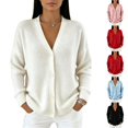 thumbnail image 1 of Resicozy Women's Long Sleeve Cardigan Sweaters Button Up V Neck Knit Tops Lightweight Oversized Business Pullover White 3XL, 1 of 4
