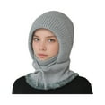 thumbnail image 1 of Resicozy Women's Outdoors Windproof Scarf Hat Winter for Women Warm Knitted Solid Color Hat Scarf Gray 13.5 In, 1 of 4