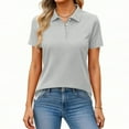 thumbnail image 1 of Resicozy Women's Polo Shirts Casual Work Buttons Short Sleeve Collared Golf Shirt Fashion Solid Color Tops Light Gray 3XL, 1 of 5