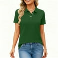thumbnail image 1 of Resicozy Women's Polo Shirts Short Sleeve Classic Button Down Shirt Lightweight Work Blouses Summer Business Casual Tops Dark Green L, 1 of 4