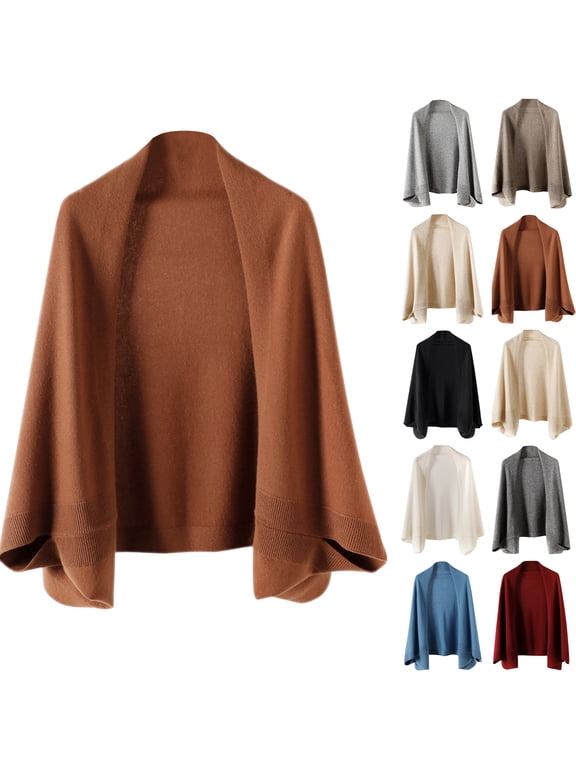 Women's Soft Shawls and Wraps Warm Shawl with Sleeves Pashminas Plain Shawl Wrap Lightweight Open Front Shawls 2025 Black 50 In