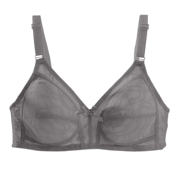 Resicozy Women's Underwire Bras Solid Color Full-Coverage Bra with Stay-in-Place Straps Gray 90 BC