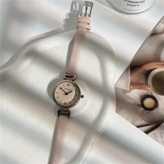 Resicozy Women's Vintage Watch Dainty Quartz Watches Soft Adjustable Leather Strap Watch Resistance and Lightweight for Daily Wear Pink