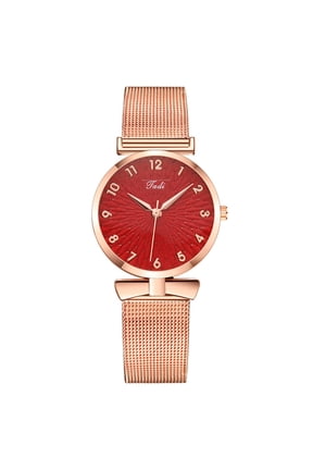 Women's Watch for Ladies Female Wrist Watches Leather Thin Casual Simple Quartz with Date Calendar Red#3
