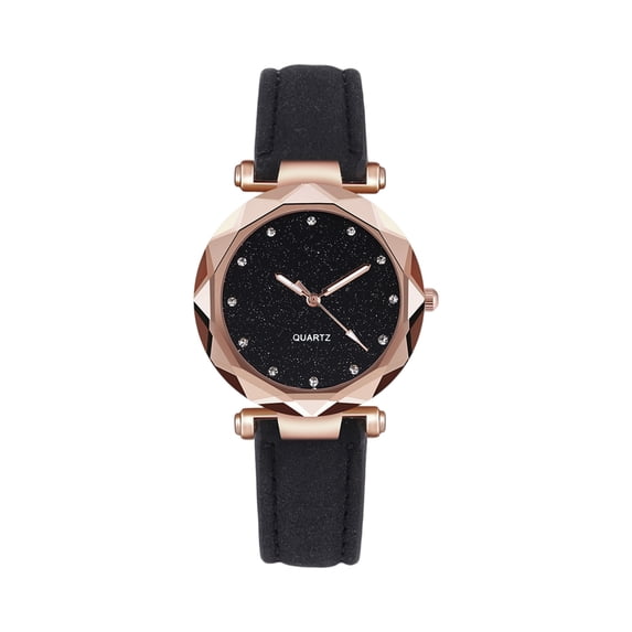 Resicozy Women's Watches Leather Strap Round Dial Fashion Classic Ladies Wrist Watch Water Resistance and Lightweight Watches Black