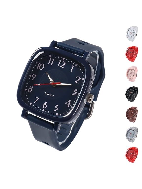 Women's Watches Silicone Strap Square Dial Fashion Classic Ladies Wrist Watch Water Resistance and Lightweight Watches Blue