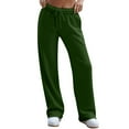 thumbnail image 1 of Resicozy Women's Wide Leg Sweatpants Winter Warm Thermal Straight Leg Drawstring Elastic Sweat Pants with Pockets Army Green M, 1 of 3