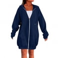 thumbnail image 1 of Resicozy Women's Zip Up Hoodies Oversized Solid Color Long Tunic Sweatshirts Casual Fall Jacket Coat with Pocket Navy 2XL, 1 of 6