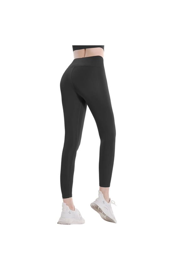 Womens Ankle Length Leggings Buttery Soft High Waisted Stretch Basic Solid Full Length Leggings Yoga Pants Black L
