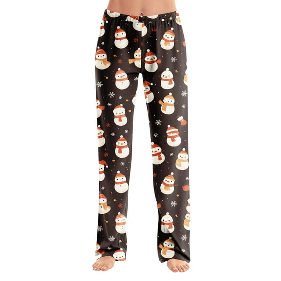 Resicozy Womens Christmas Pajamas Pant Wide Leg Holiday Plus Size Xmas Print Lounge Bottoms with Pockets Casual Funny Pants Vermilion S