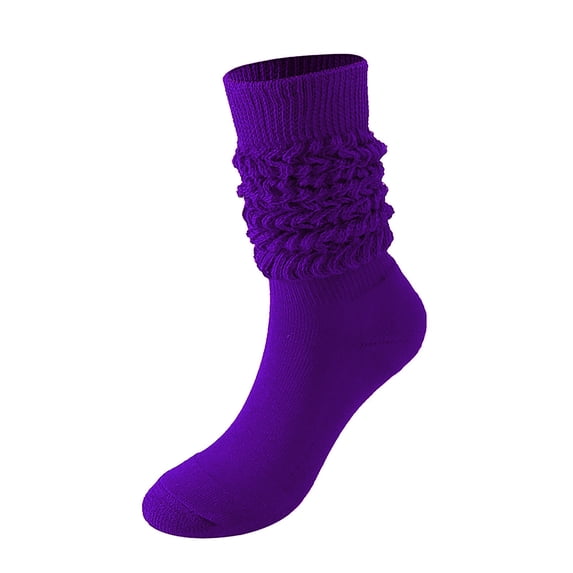 Resicozy Womens Crew Socks Casual Cotton Slouchy Boot Socks Fashion Solid Color Fall Winter Stockings 2026 Purple