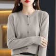 thumbnail image 1 of Resicozy Womens Cropped Cardigan Sweaters Lightweight Crew Neck Button Down Cardigans Open Front Long Sleeve Sweater Camel M, 1 of 6