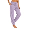 thumbnail image 1 of Resicozy Womens Joggers with Pockets Drawstring Elastic Waist Athletic Lounge Pants Casual Fashion Solid Color Trousers Light Purple L, 1 of 5