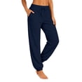 thumbnail image 1 of Resicozy Womens Joggers with Pockets Drawstring Elastic Waist Athletic Lounge Pants Casual Fashion Solid Color Trousers Navy M, 1 of 5
