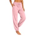 thumbnail image 1 of Resicozy Womens Joggers with Pockets Drawstring Elastic Waist Athletic Lounge Pants Casual Fashion Solid Color Trousers Pink M, 1 of 5