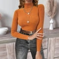 thumbnail image 1 of Resicozy Womens Long Sleeve Turtleneck Sweaters Ribbed Knit Pullover Tops Slim Fit Basic Casual Comfort Soft Solid Color Sweater Orange L, 1 of 4