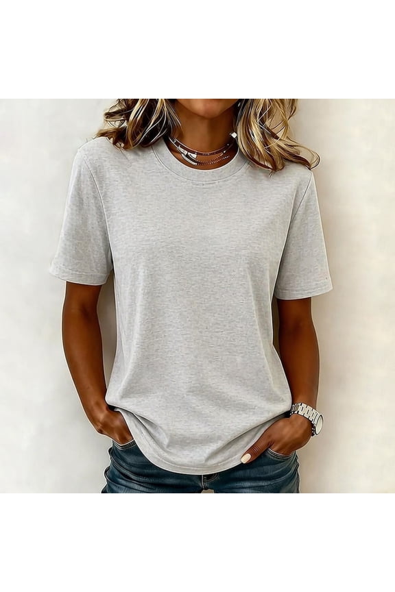 Womens Oversized Cotton T Shirts Crewneck Short Sleeve Tops Casual Loose Fit Drop Shoulder Fashion Basic Tees Gray XL