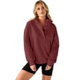 thumbnail image 1 of Resicozy Womens Oversized Sweatshirt Long Sleeve Henley Pullover Tops 2026 Spring Casual Button Loose Fit Sweatshirts Wine S, 1 of 6