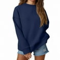 thumbnail image 1 of Resicozy Womens Plus Size Plain Sweatshirts Long Sleeve Oversized Crew Neck Tops Casual Soft Loose Pullover Shirts 2025 Navy XL, 1 of 6