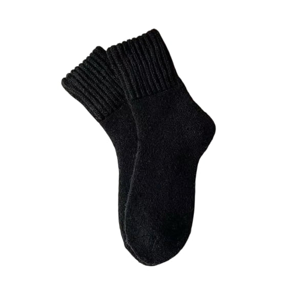 Resicozy Womens Solid Mid Calf Socks for Fall and Winter Ladies Casual Fashion Soft Comfy Warm Thick Cute Crew Socks Black 2.9 In