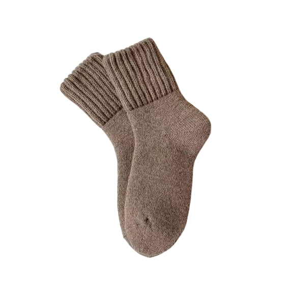 Resicozy Womens Solid Mid Calf Socks for Fall and Winter Ladies Casual Fashion Soft Comfy Warm Thick Cute Crew Socks Khaki 2.9 In