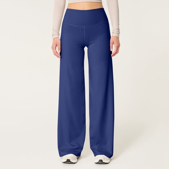 Resicozy Womens Straight Leggings Bottoms High Waisted No Front Seamless Workout Leggings Wide Leg Casual Gym Yoga Pants Royal Blue S