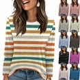 thumbnail image 1 of Resicozy Womens Striped Long Sleeve Shirts Fall Spring 2026 Tops Fashion Clothing Ribbed Crewneck Tee Blouses Green S, 1 of 5